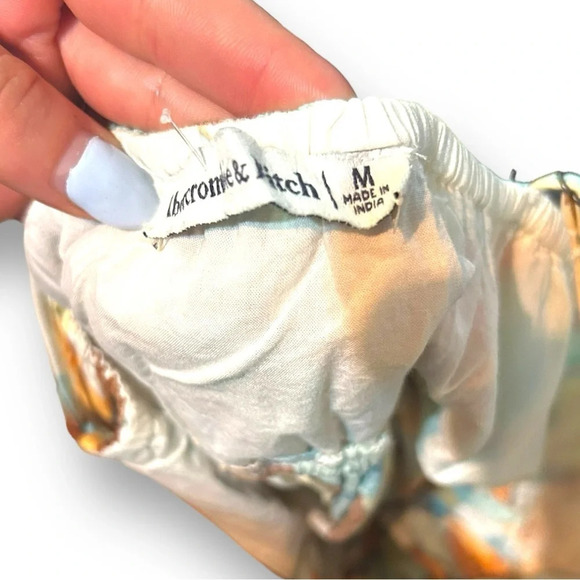 Abercrombie & Fitch Abstract Printed Dress Strappy Size Medium Brown Orange Blue - Picture 13 of 16